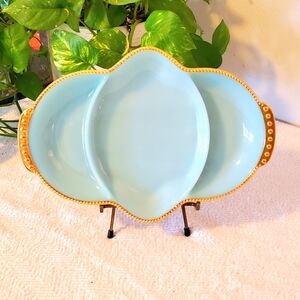 Vintage Fire King Delphite Blue Relish Dish Divided Dish
